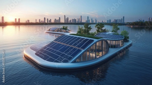 Futuristic Floating Solar Farm Harnessing Sustainable Energy Innovation