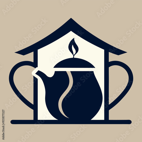 
     Tea house logo vector illustration.
