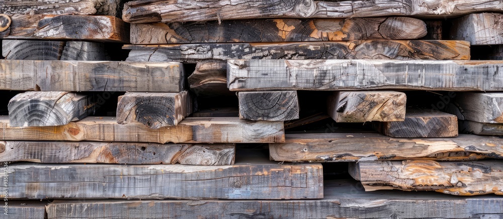 A stack of old wood Copy space A stack of old wood Copy space
