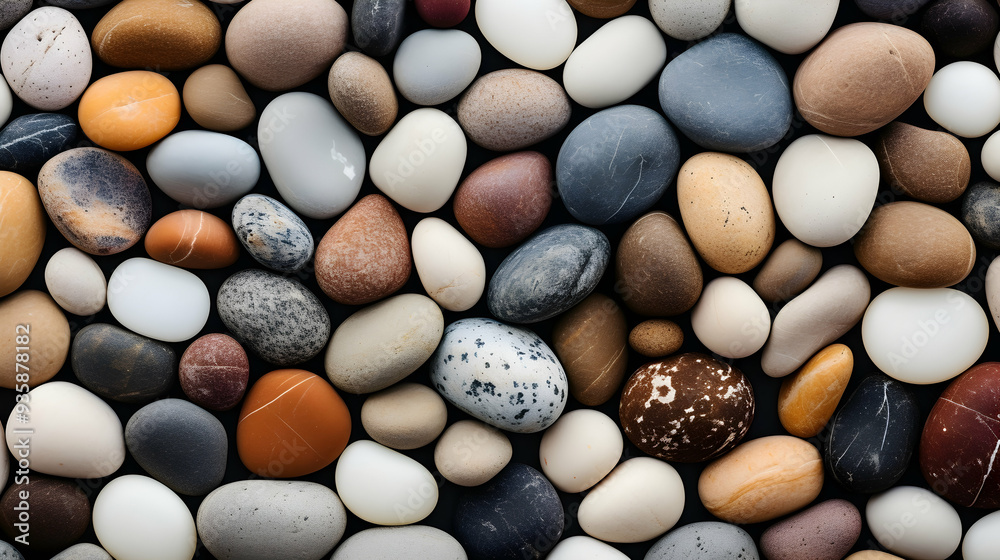 A diverse collection of pebbles stacked artfully A diverse collection of pebbles stacked artfully