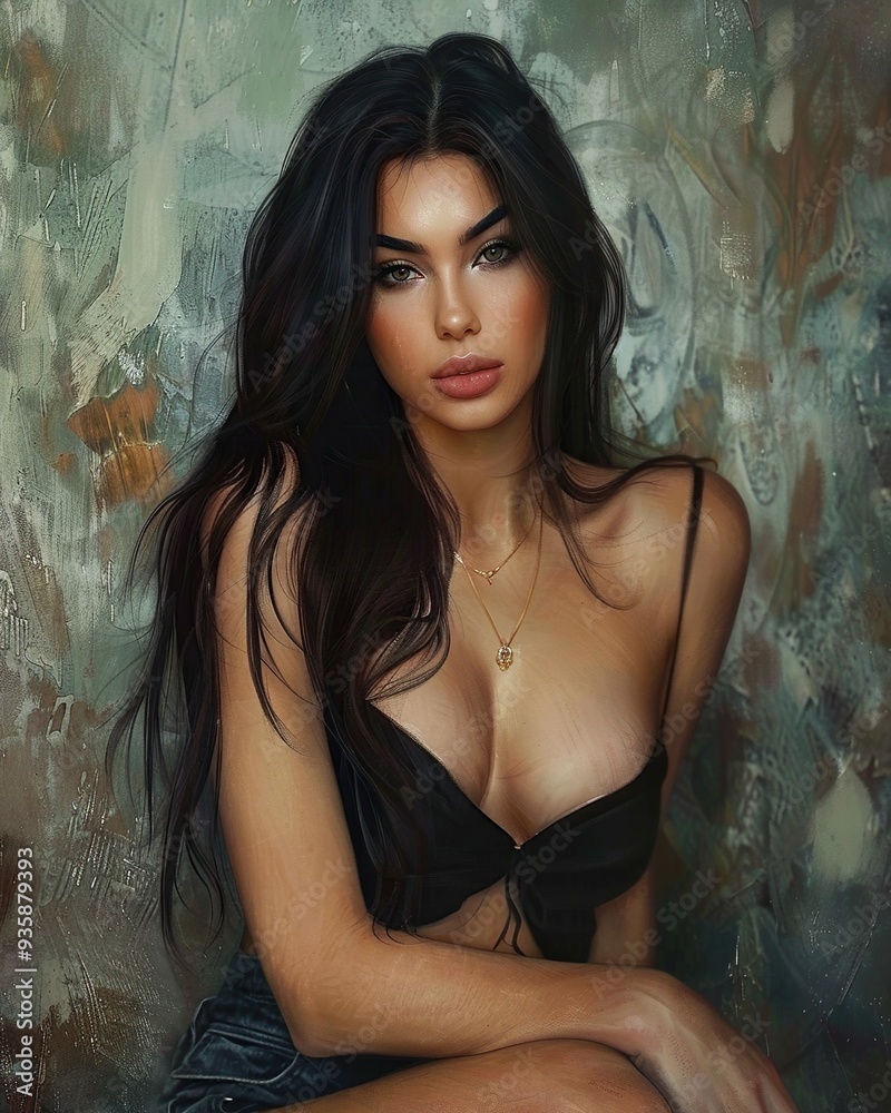 Fototapeta premium Beautiful sexy woman. Portrait shot. Ai generative