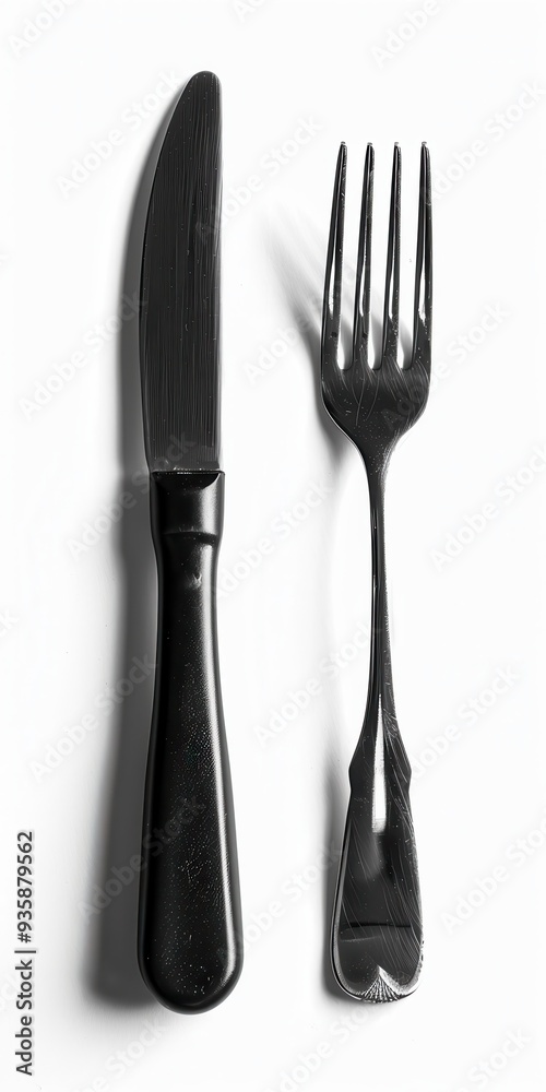 Knife and Fork. Isolated on White Background for Clean Cooking Presentation Knife and Fork. Isolated on White Background for Clean Cooking Presentation