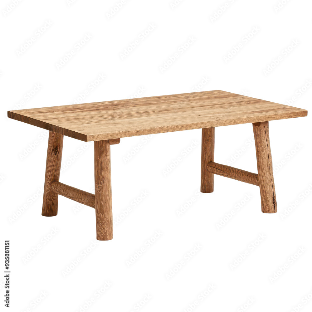 A minimalist wooden table isolated on a white background. A minimalist wooden table isolated on a white background.