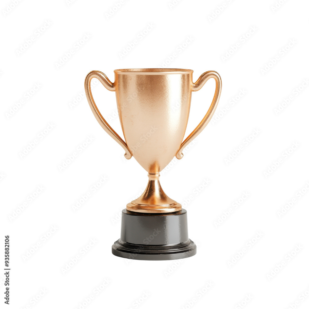 A shiny bronze trophy with handles, isolated on a white background. A shiny bronze trophy with handles, isolated on a white background.