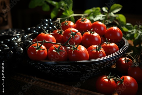 Brandywine Black Black Black Black Tomatoes., generative IA photo