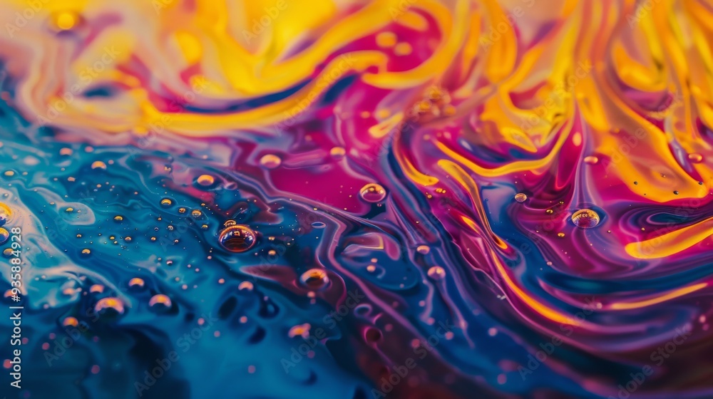 A mesmerizing close-up of colorful paint swirling in water, creating a hypnotic and vibrant abstract pattern full of fluid motion. A mesmerizing close-up of colorful paint swirling in water, creating a hypnotic and vibrant abstract pattern full of fluid motion.