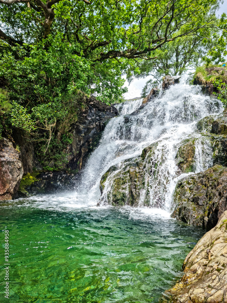 Fototapeta premium Snowdonia, Eryri, Snowdon,Yr Wyddfa, Watkins Path Waterfalls