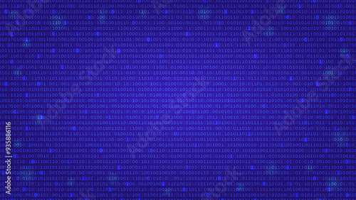 Random binary code. One and zero on blue background. Digital wallpaper