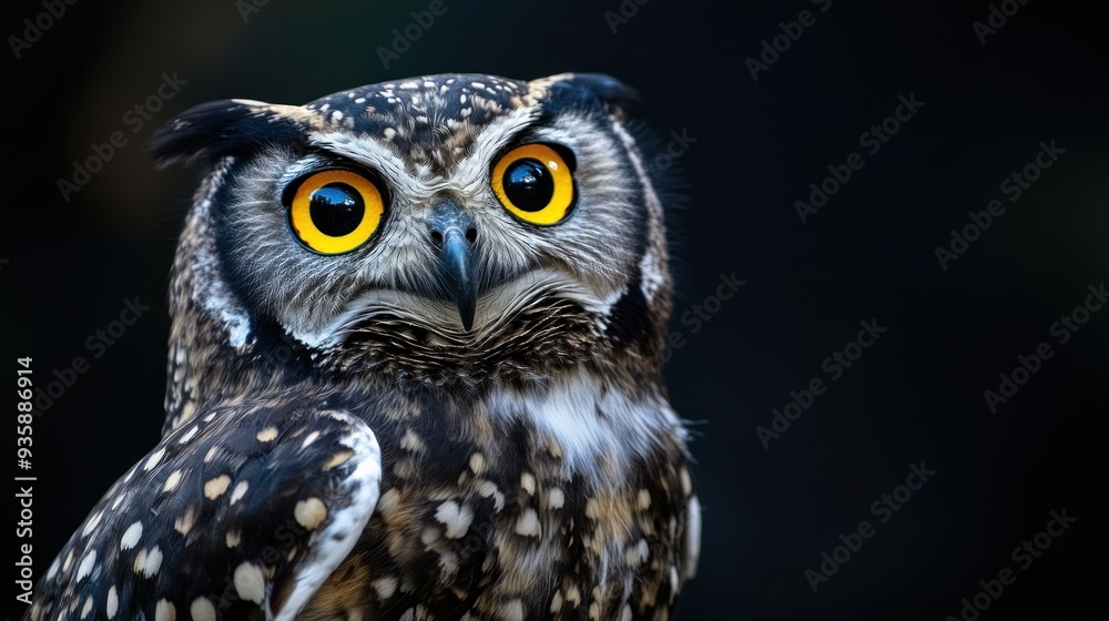 Close-up Portrait of an Owl with Striking Yellow Eyes Close-up Portrait of an Owl with Striking Yellow Eyes