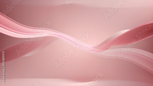 Modern Light Pink 3D Wavy Lines on Minimal Pink Background with Space for Text – Abstract Banner and Wallpaper Design