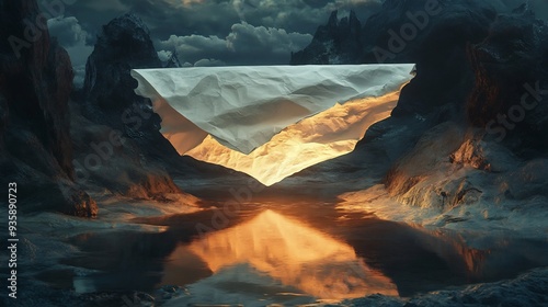 Crinkled Paper Mountain Landscape