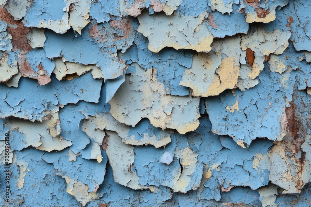 Close-Up of Weathered Wall with Peeling Blue Paint and Copy Space Close-Up of Weathered Wall with Peeling Blue Paint and Copy Space