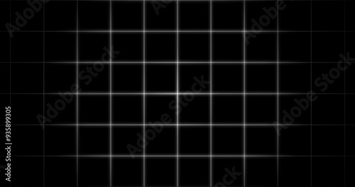 Black dark background grid technology. Information hologram overlay asset internet data concept.Seamless polygon dots digital motion graphic. Mesh shiny tile-like creative.