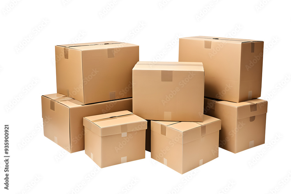 Stacked cardboard boxes isolated on a transparent or white background. Stacked cardboard boxes isolated on a transparent or white background.