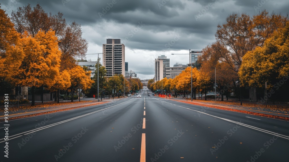 Empty city streets during lockdown with copy space. Overcast light. Urban background Empty city streets during lockdown with copy space. Overcast light. Urban background