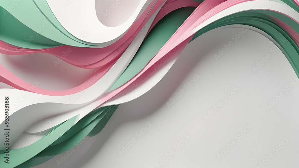 Fototapeta premium A modern light pink green white background having space for text, banner, poster, backdrop design, Abstract minimalist background design, 3d render