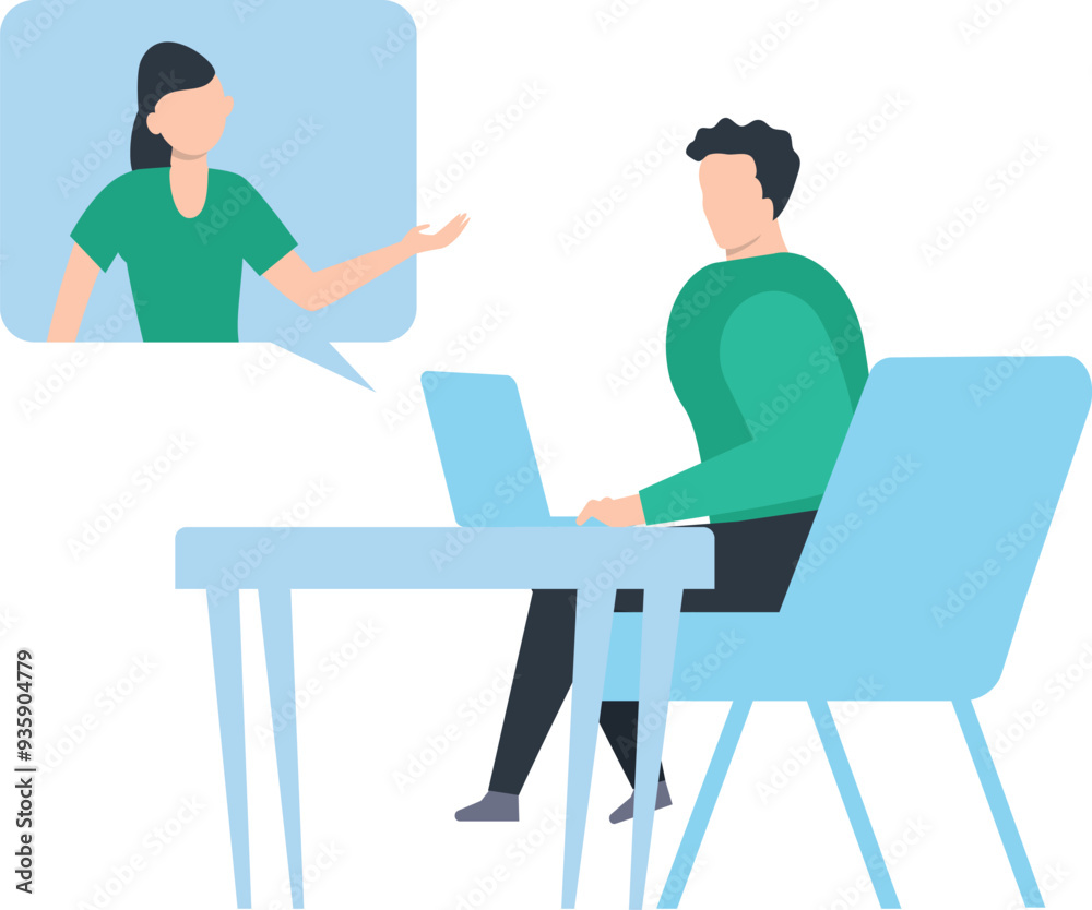 Boy and girl talking online. Boy and girl talking online.