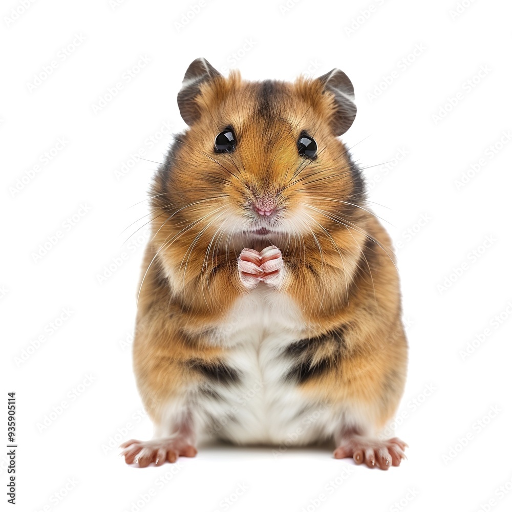 Serious Hamster Standing on Its Feet with Hands on Shoulders and Human Eyes: Unique and Expressive Hamster Featuring a Serious Expression and Human-Like Eyes, Posed Upright and Facing Forward. No Back Serious Hamster Standing on Its Feet with Hands on Shoulders and Human Eyes: Unique and Expressive Hamster Featuring a Serious Expression and Human-Like Eyes, Posed Upright and Facing Forward. No Back