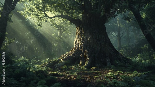 Ancient Tree in a Mystical Forest