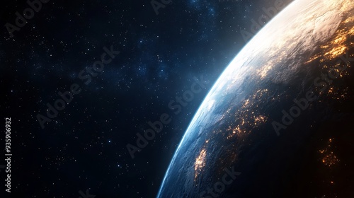 Earth from Space, Illuminated by City Lights