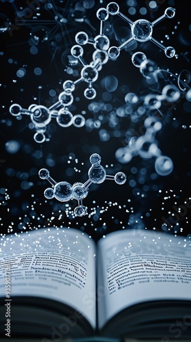 textbook of chemistry on digital background