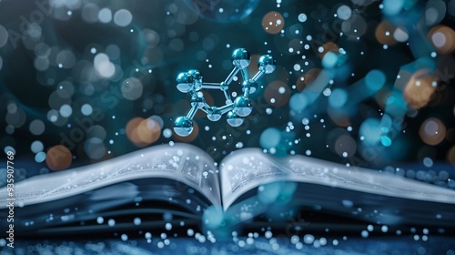 textbook of chemistry on digital background