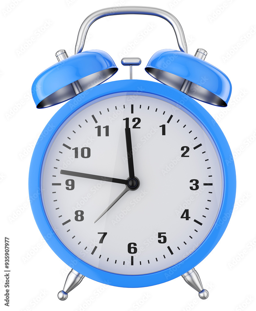 Blue alarm clock isolated on white background Blue alarm clock isolated on white background