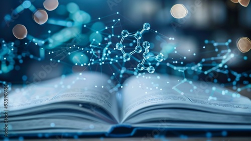 textbook of chemistry on digital background