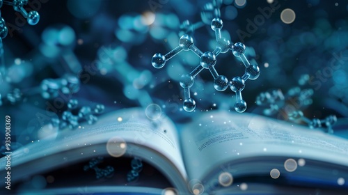 textbook of chemistry on digital background