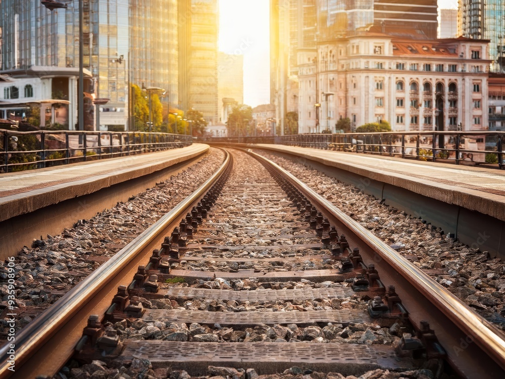 Fototapeta premium disused railroad line in the city