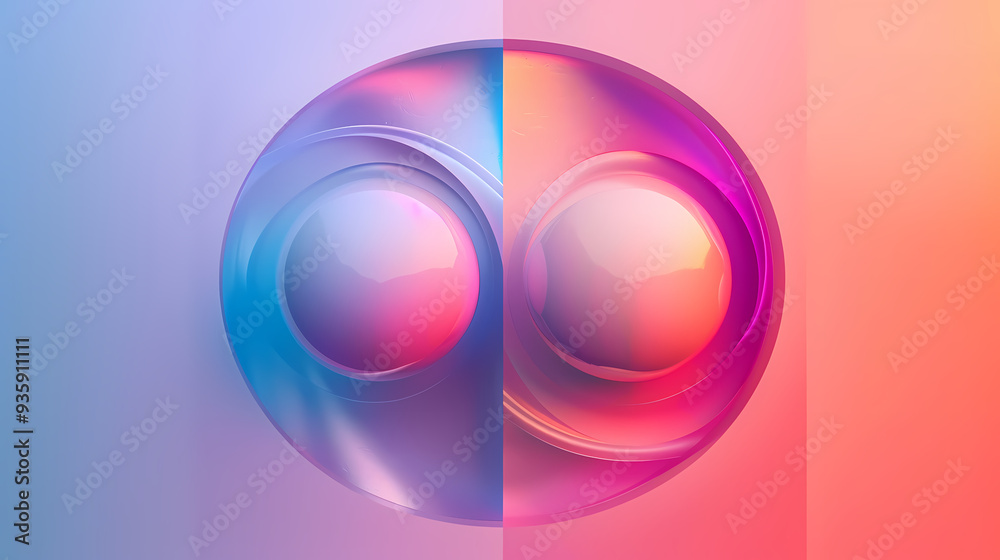 Obraz premium SET Modern poster design with gradient round sphere in the center. Colorful banner design with 3d gradient background