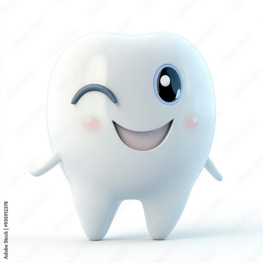 Cartoon tooth character winking and smiling. Cartoon tooth character winking and smiling.