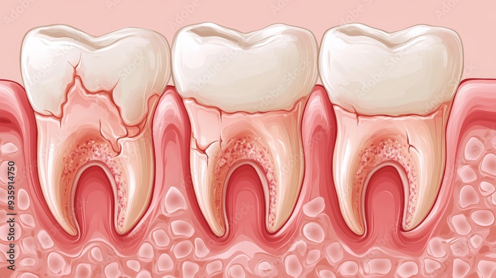 Tooth decay and gum disease illustration. Tooth decay and gum disease illustration.