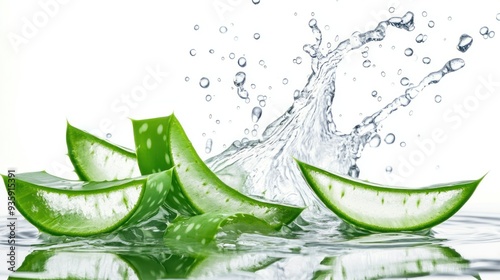 Aloe Vera Leaves in Water Splash