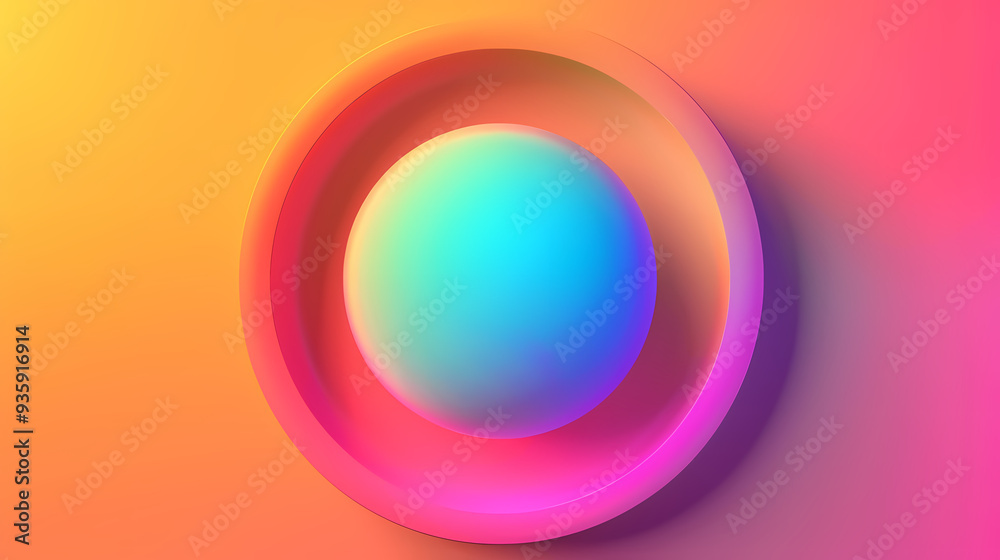 SET Modern poster design with gradient round sphere in the center. Colorful banner design with 3d gradient background SET Modern poster design with gradient round sphere in the center. Colorful banner design with 3d gradient background