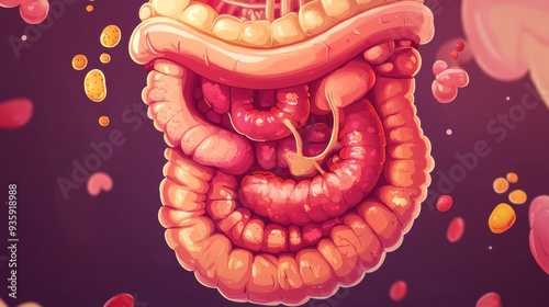 Human Intestines and Microbiota.