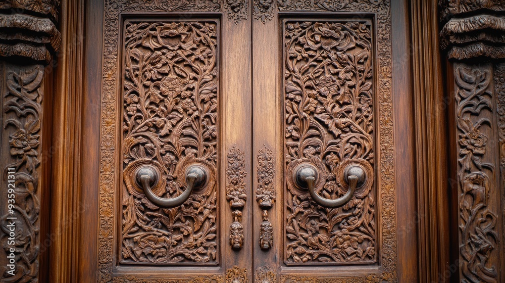 Intricate Wooden Door with Intricate Carvings Intricate Wooden Door with Intricate Carvings