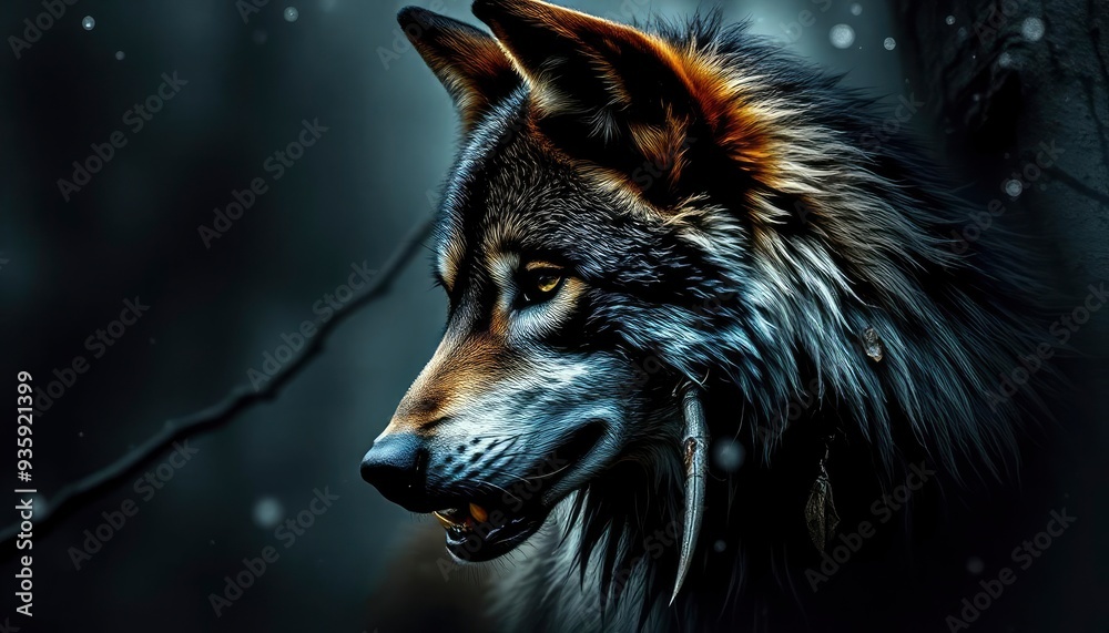 Wolf wallpaper with decay effect, ai Wolf wallpaper with decay effect, ai
