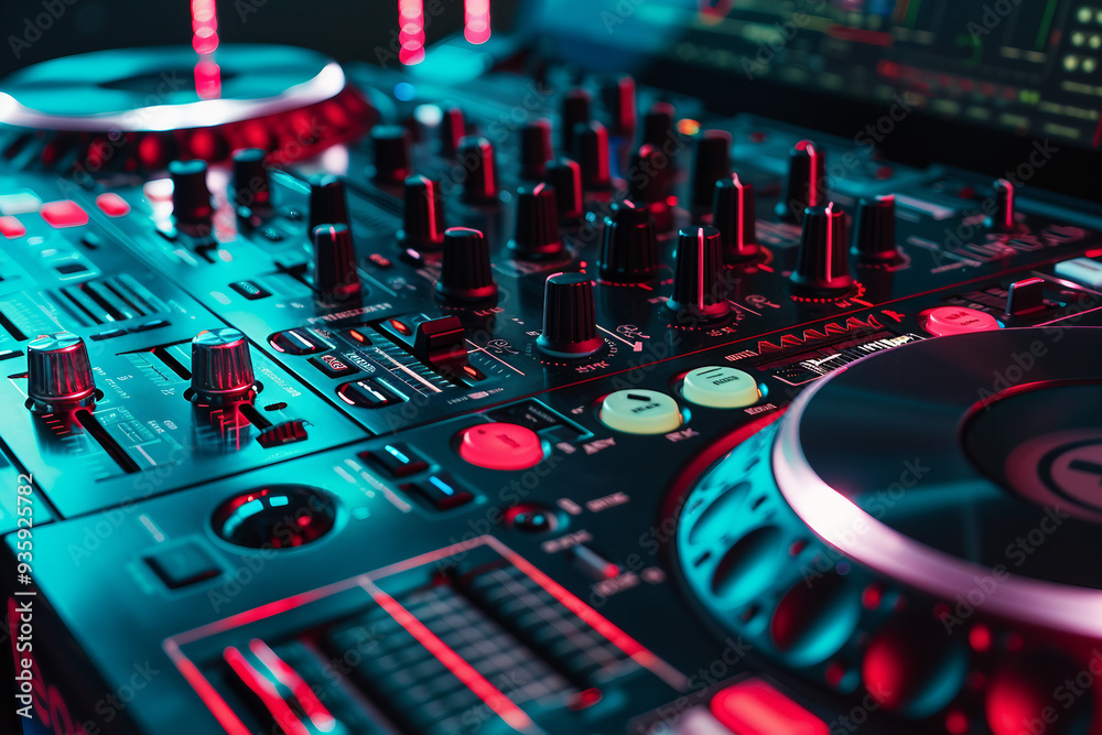 Music deejay at nightclub cool party event, clubbing people Generative AI photo Music deejay at nightclub cool party event, clubbing people Generative AI photo