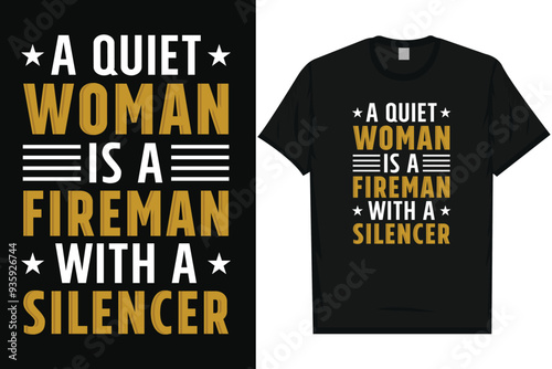 Firefighter woman typography tshirt design