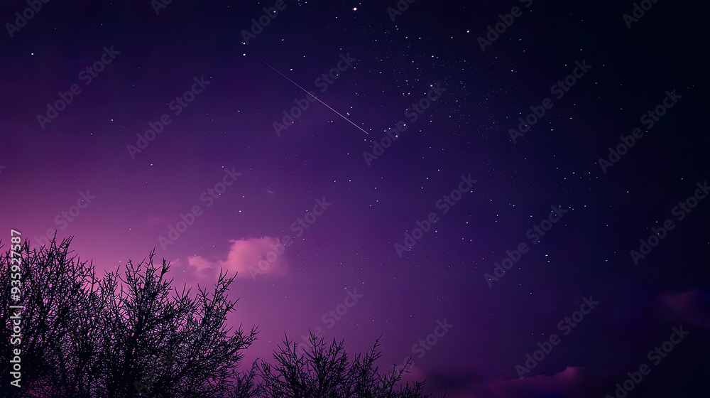 fantastic purple starry sky with silhouette of trees fantastic purple starry sky with silhouette of trees