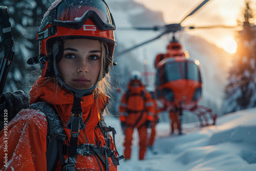 AI generated picture of rescue service man rescue operation outdoors