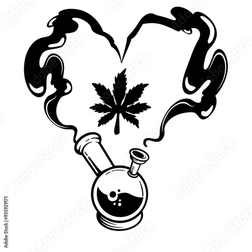 Heart Smoke | Weed Life | Rolling Blunt | 420 | Cannabis | Bubbler Smoking Joint | Weed | Marijuana | Original Illustration | Vector and Clipart | Cutfile and Stencil