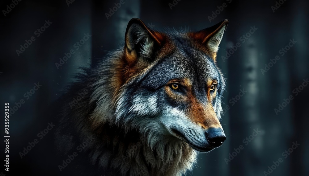 Fototapeta premium Wolf wallpaper with decay effect, ai
