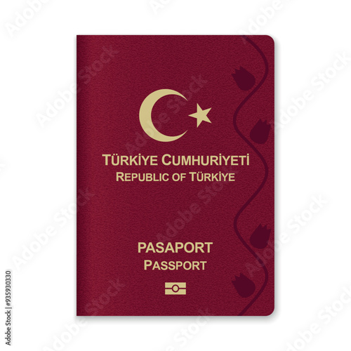 Turkey Passport Cover with Gold Emblem and Text