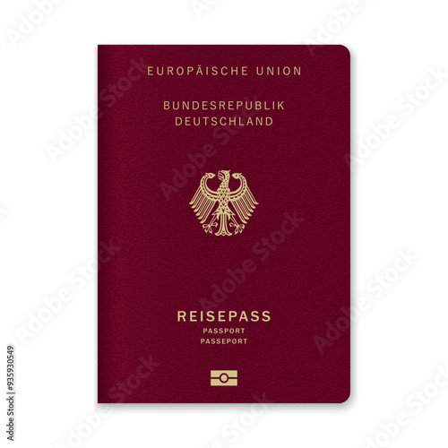 Germany Passport Cover with Gold Emblem and Text