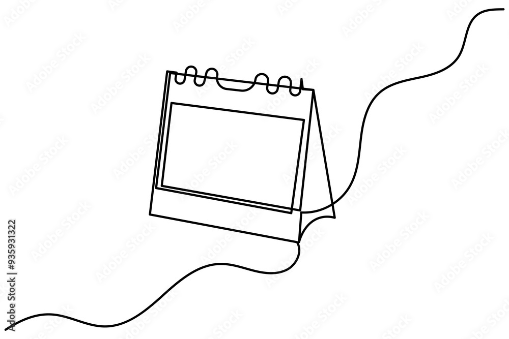 Obraz premium Table calendar continuous one line drawing of isolated outline vector icon