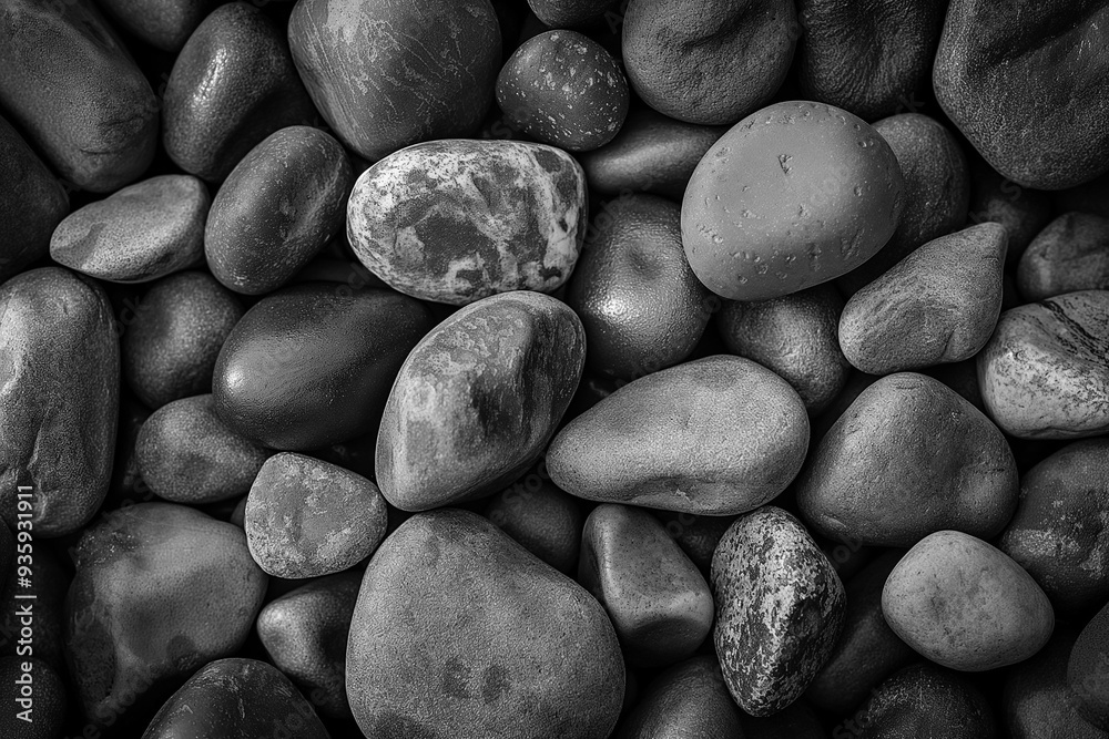 Close-Up of River Pebbles with Varied Textures. Concept of Natural Stone Background. Generative AI Close-Up of River Pebbles with Varied Textures. Concept of Natural Stone Background. Generative AI