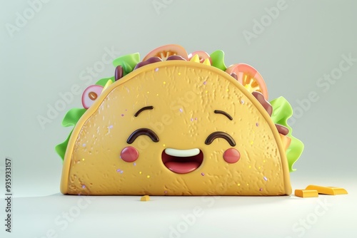 Happy Taco with Smiling Face. photo