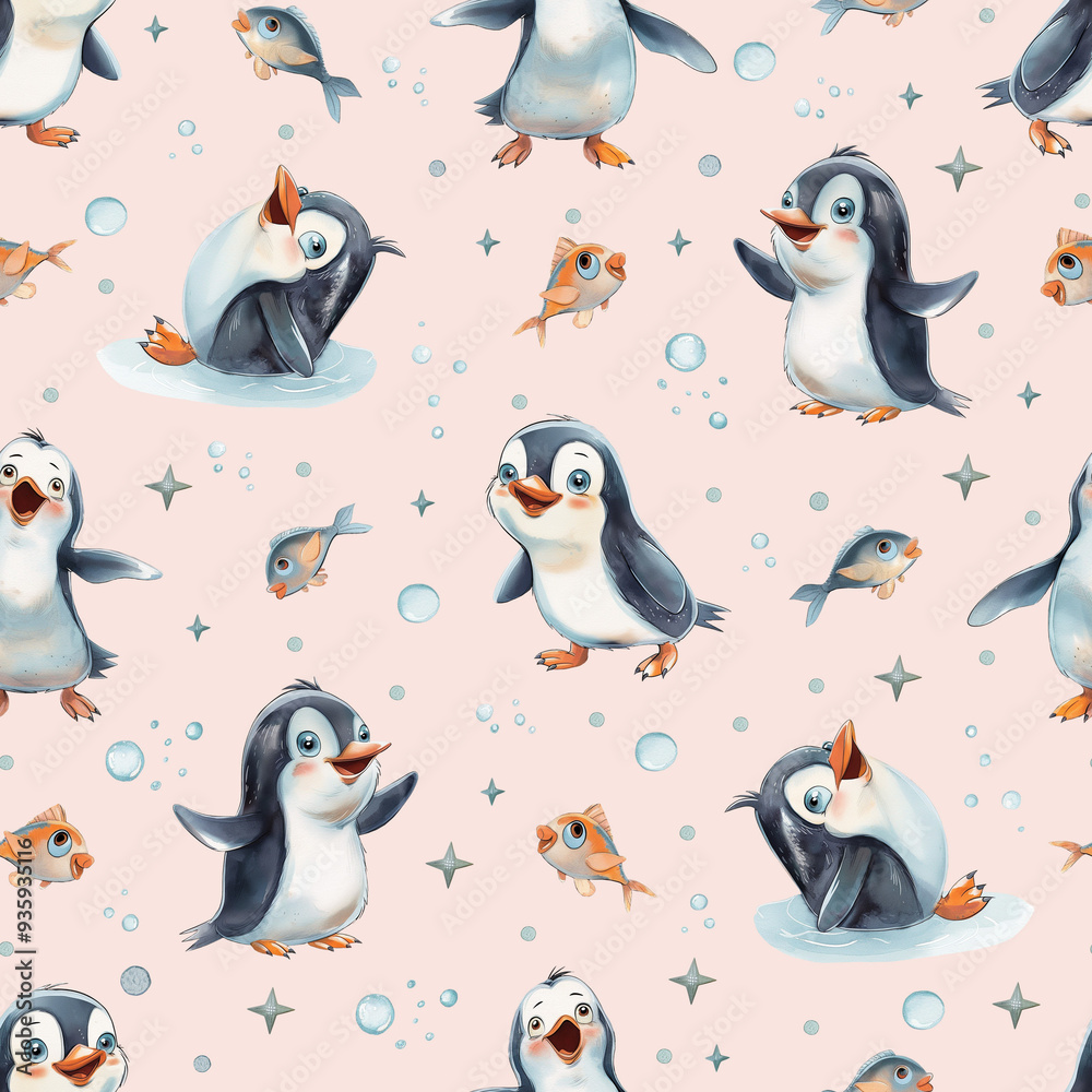 Obraz premium seamless pattern with penguins